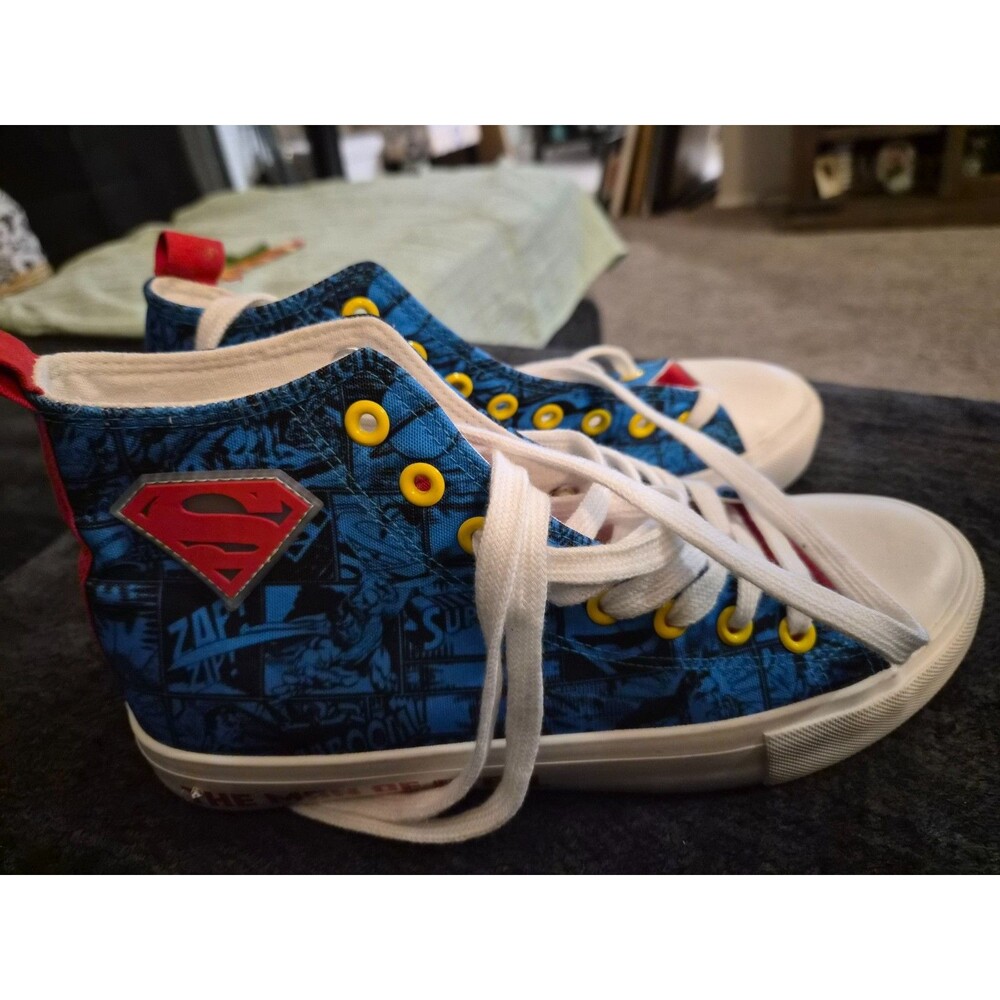 DC Comics Superman High Top Sneakers Shoes Size 9.5 Blue Red White Men's Adult